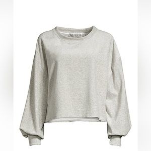 Saks wild fox velour crop sweatshirt gray ballon sleeve, Medium wildfox